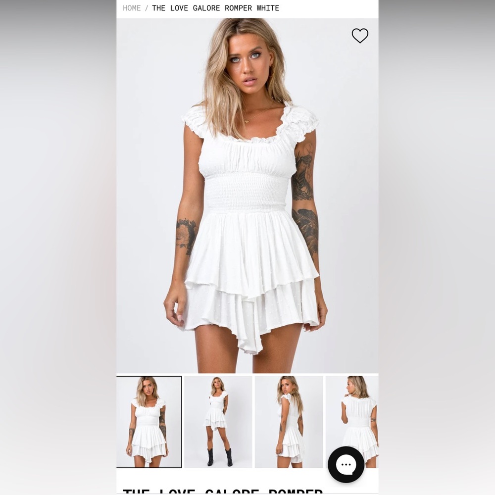 Princess Polly Love Galore white romper